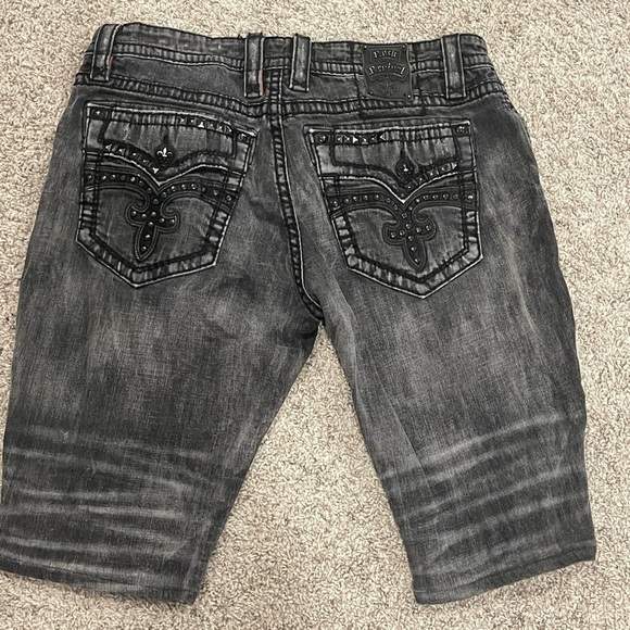 Rock Revival Distressed Black Jeans Shorts Size 38 - Picture 5 of 9